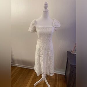Tabitha Lace Puff Sleeve Midi Dress Small